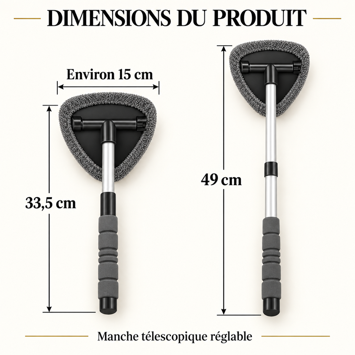 Nettoyeur de pare-brise télescopique – 4 housses microfibres