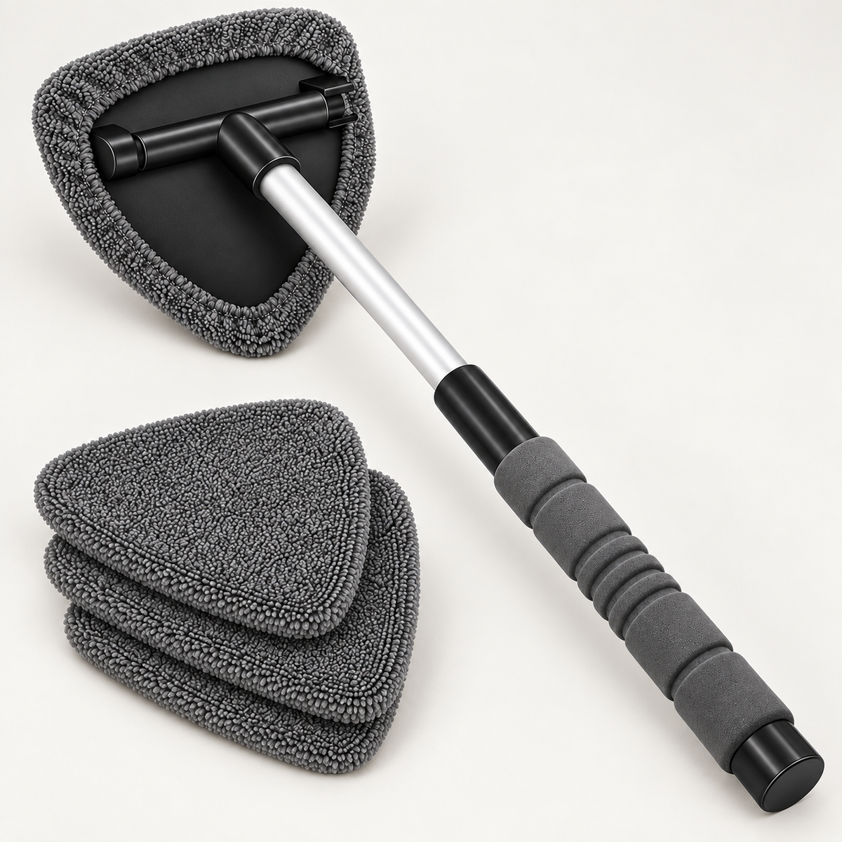 Nettoyeur de pare-brise télescopique – 4 housses microfibres
