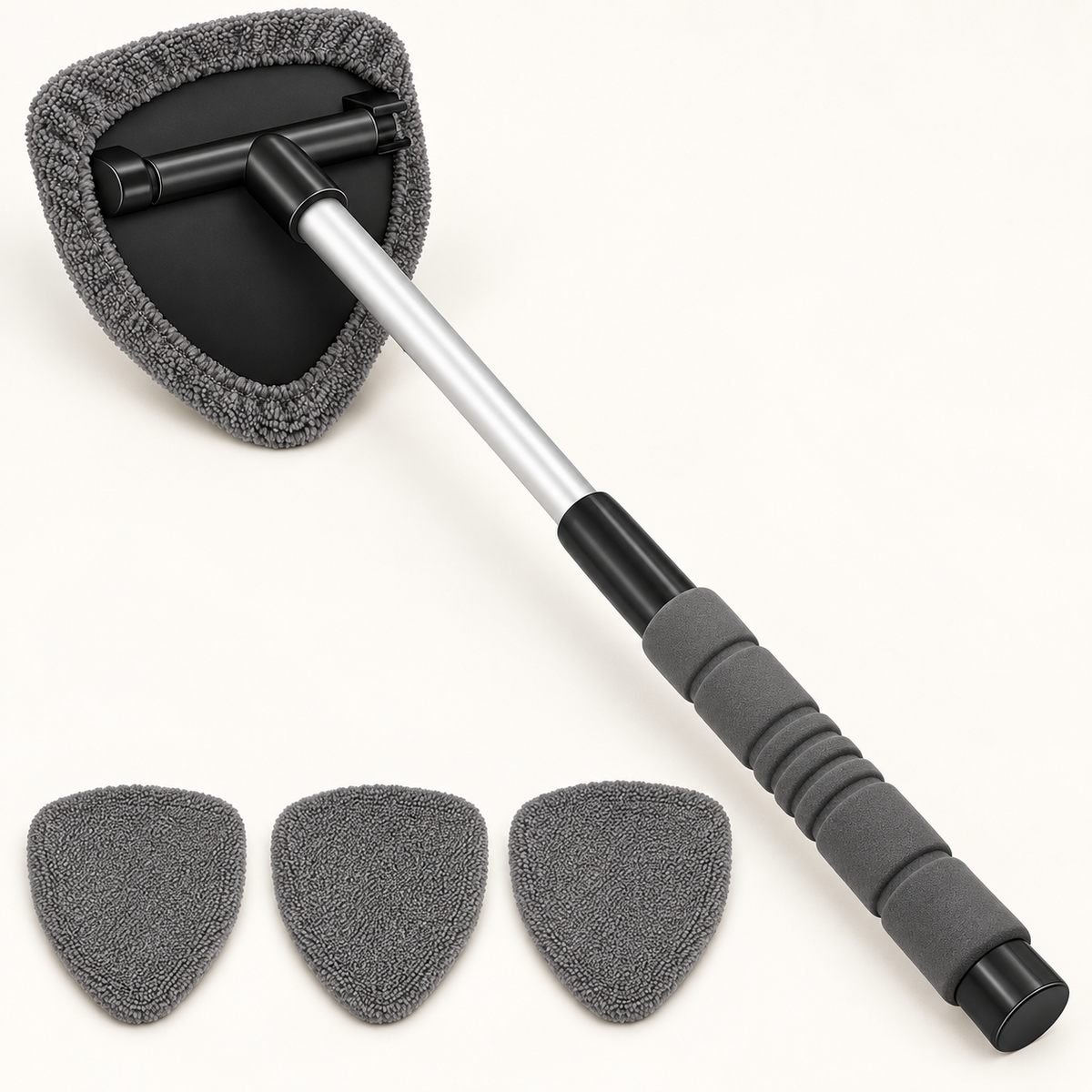 Nettoyeur de pare-brise télescopique – 4 housses microfibres